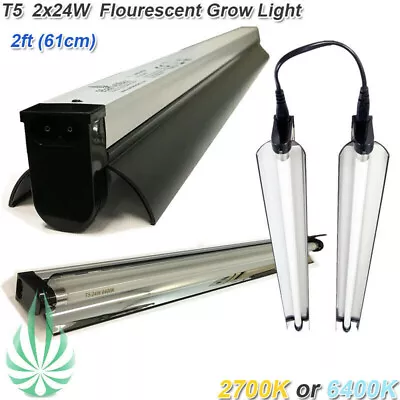 HYDROPONICS 2x24w T5 PROPAGATION GROW LIGHT NANO REFLECTOR 50% More Lumen • $102