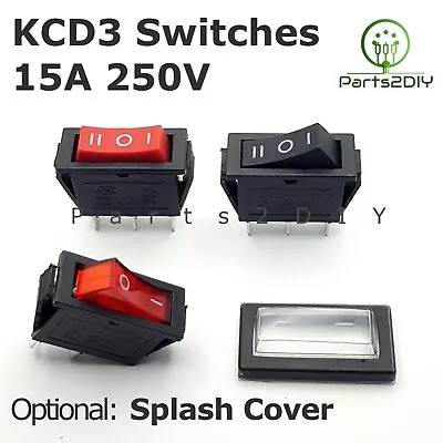 KCD3 250V 15A  2/3 Positions IOII Rocker Switch Latching 31x13.5mm NO LIGHTS • £3