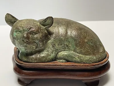 Bronze Metal Statue Japanese Or Chinese Kitten Cat Sculpture Vintage Modernist • $800