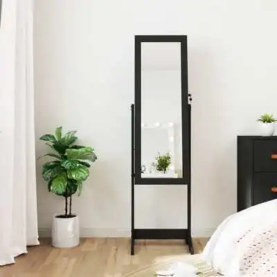 Mirror Jewellery Cabinet With LED Lights Free Standing Black • £232.09