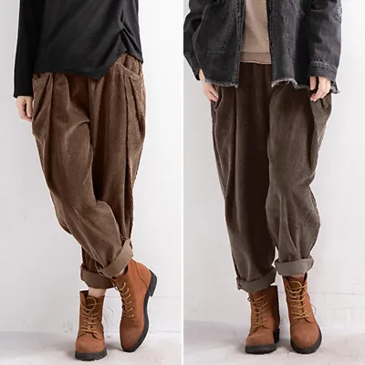 ZANZEA High Waist Corduroy Pants For Women Autumn Winter Straight Leg Trousers • $38.48