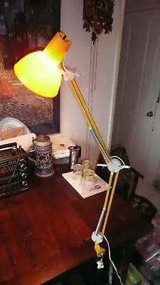 Vtg Luxo Model AM Yellow Articulating Clamp Table Drafting Lamp 36  Pt ChesterNY • $175