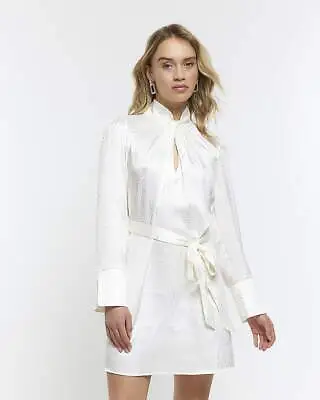 £15.60 • Buy River Island Womens White Shift Jacquard Dress Size 10