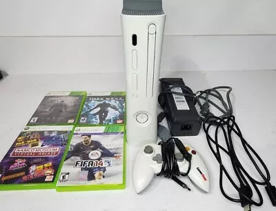 Xbox 360 White Console Bundle W/ 1 Wired Controller 4 Games 20gb Hard Drive • $59.90