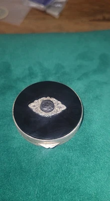 £35 • Buy Art Deco Sterling Silver Marcasite & Black Enamel Cameo Compact London 1929