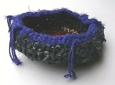 CROCHETED VINTAGE FABRIC RAG BASKET       By  Bon88Craft    8  X 4  • $119.94