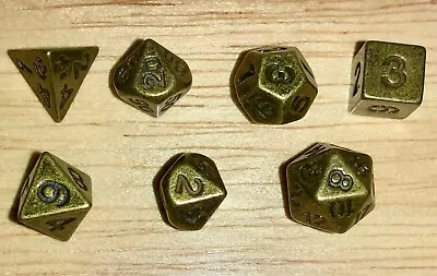 6mm Bronze Copper Metal D&D 7 MINI Dice Set Dungeons Dragons Polyhedral RPG Game • $14.99