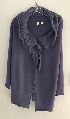 Moth Anthropologie Ha’Penny Sweater Cardigan Purple Wool Tie Front Sz Small • $20.99