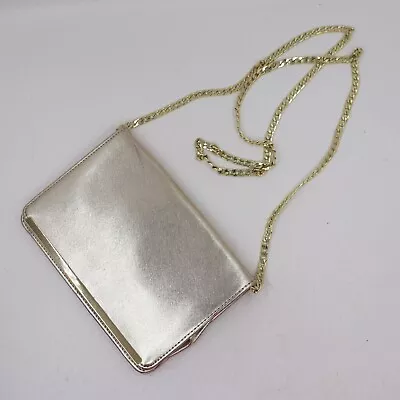 Merona Crossbody Handbag Women SM Envelope Silver Gold Metallic Clutch ID Cards • $3.75