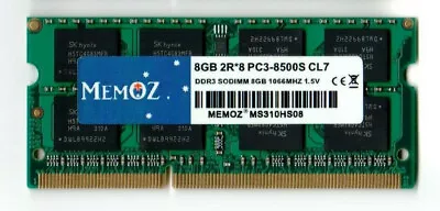 8GB DDR3 1066 RAM Notebook PC3 8500 Laptop Memory So-Dimm Memoz 5 Years Warranty • $29