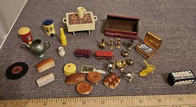 VTG Dollhouse Miniature Accessories Brass Goblet Candlestick Train Food ++ • $11.50