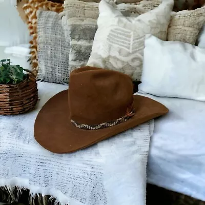 Stetson 4X Beaver Vintage Suede Leather Cowboy Hat 7 3/8 • $199