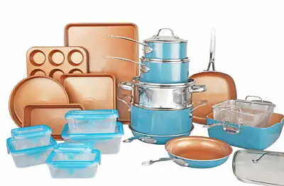 $149 • Buy Gotham Steel 32 Piece Cookware Set Bakeware And Food Storage Set G1