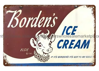 Borden's Ice Cream Metal Tin Sign Indoor Outdoor Living Room Wall Decor • $18.96