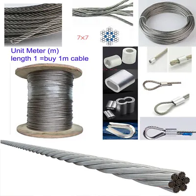 £2.03 • Buy 0.3mm ~ 6mm STAINLESS Steel SUS304 Non Coated Wire Rope Lot & Ends Accessories