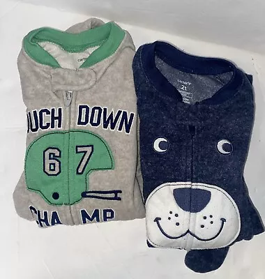 Lot Of 2 Carter’s Fleece Footed Sleeper Pajamas Size  2T P-1438 • $9.99