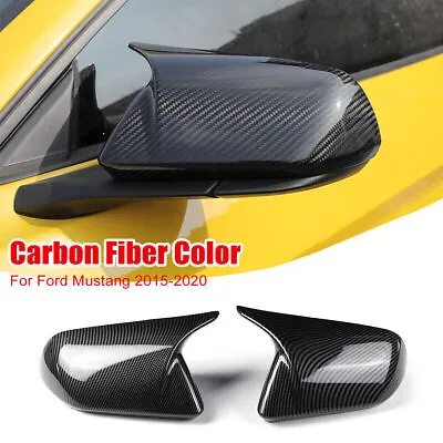 Carbon Fiber Rearview Side Mirror Cover OX Horn Style FOR Ford Mustang 2015-2021 • $44.64