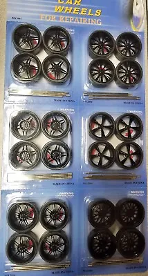 Black Replacement Wheels & Tires Set Rims For 1/18 Scale Cars And Trucks 2004b • $7.98