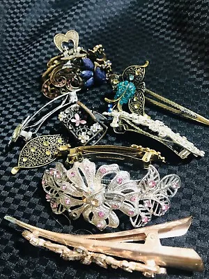 Vintage Estate Jewellery-bulk Lot Mixed Hair Clip Reuse Remake Ect • $12