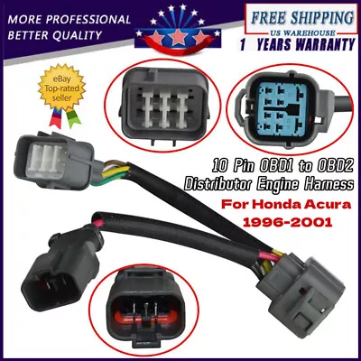 OBD1 To OBD2 Distributor Engine Jumper Swap Harness Dizzy 10 Pin For Honda Acura • $13.49