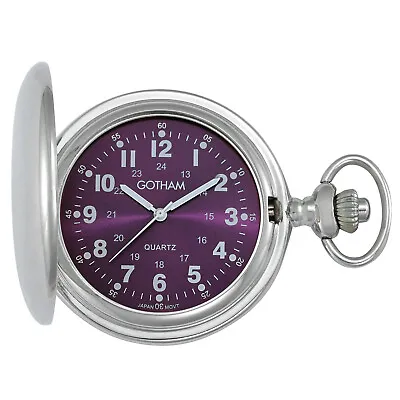 Gotham Men's Silver-Tone Polished Covered Quartz Pocket Watch # GWC15042SP • $49.95