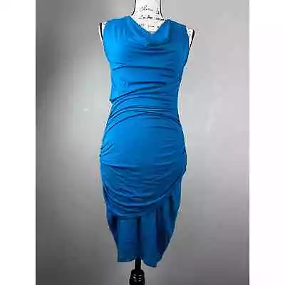 Jonhny Drape Turqouise Bodycon Midi Dress Sz S • $18.36