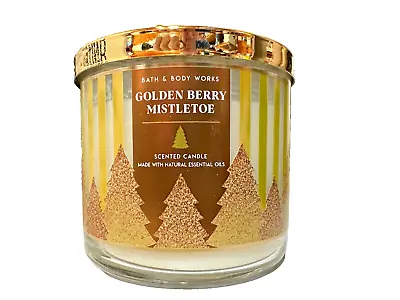 Bath & Body Works 3 Wick Candle 14.5 Oz Golden Berry Mistletoe Xmas Holiday NEW • $17.95