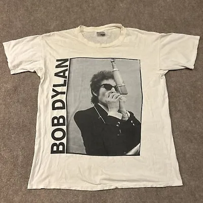 Vintage 1991 Bob Dylan Single Stitch White T-Shirt XL (One Size) Brockum • $199.99