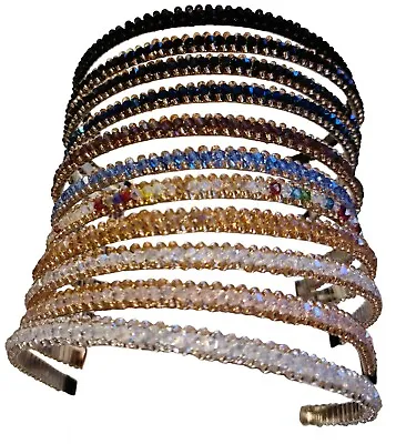 Ladies Womens Thin Three Row Crystal Rhinestone Diamante Jewel Bead Headband  • £3.99