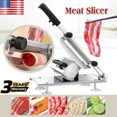 Stainless Steel Manual Frozen Meat Slicer Mutton Ham Beef Cutter Cutting Machine • $28.90