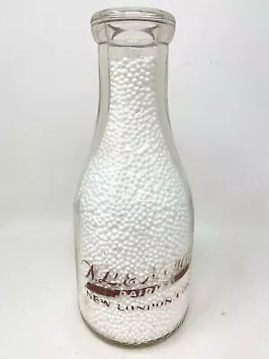 Vintage N.L. & Mohegan Dairies 1 QT Glass Milk Bottle New London CT Connecticut • $21.56