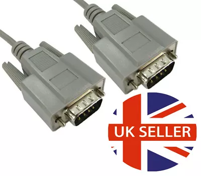 RS232 Serial 9 Pin To 9 Pin RS232 Male To Male 2 Metre Straight Cable  Lead 2m • £5.79