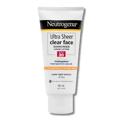 Neutrogena Ultra Sheer Clear Face Sunscreen SPF30 88ml EXP 02/2024 • $11.90