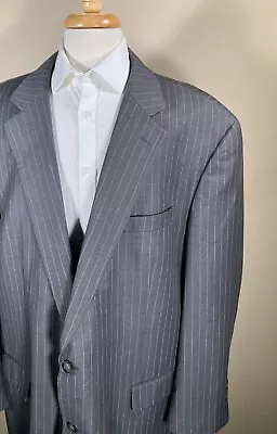 Geoffrey Beene RAYON-BLEND 56R Blazer 2-Btn/Gray/Pinstripe Sport Coat Jacket • $34.50