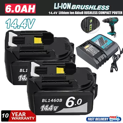 14.4V Battery / Charger For Makita BL1430B BL1415 BL1460 194065-3 Cordless Drill • $18.89