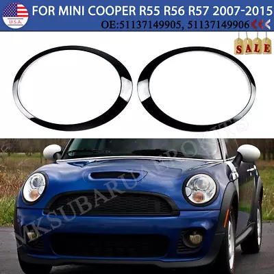 2 X Black Headlight Trim Ring Bezel Cover For Mini Cooper R55 R56 R57 2007-2015 • $23.88