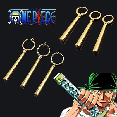 ONE PIECE Roronoa Zoro Anime Earrings Ear Studs Jewelry Cosplay Costume • $5.86