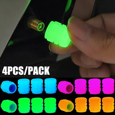 4Pcs Glowing In Dark Fluorescent Car Tire Valve Stems Caps Cover Accessories • $4.06