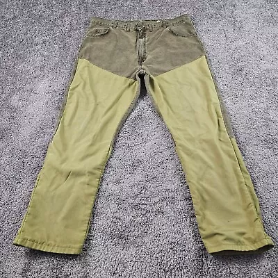 Wrangler Pro Gear Jeans Mens 44 Green Brush Guard Field Pants Suspender Buttons • $28.98