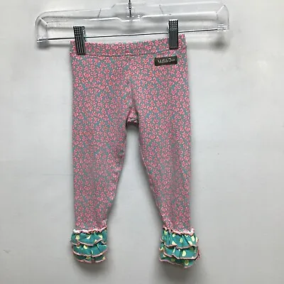 Matilda Jane Girls Pink Ribbon Tiered Ruffle Hem Stretch Comfort Soft Leggings 2 • $9.71