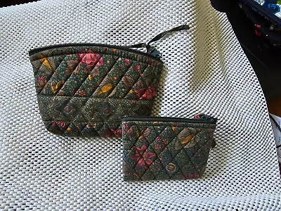 Lotof3 Vintage Vera Bradley FOREST Makeup Pouch Sm Wallet Coin Purse Made In USA • $29.99