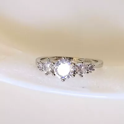 QVC Diamonique Epiphany Platinum Clad Tapered Round Anniversary Ring-Sz 7 1/2- 8 • $27