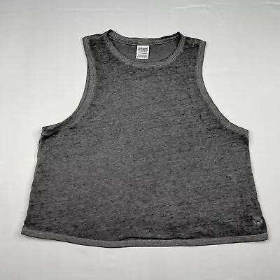 Victorias Secret Pink Tank Top Womens Small Sleeveless Tee Shirt Gray • $5.59