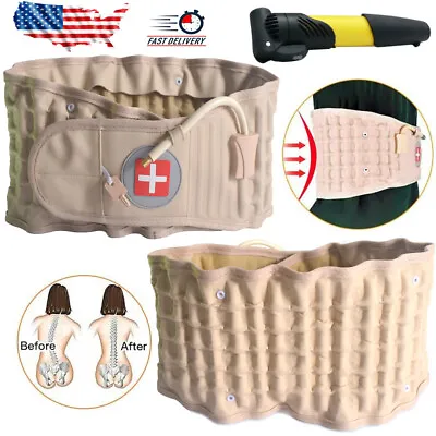 Lumbar Decompression Belt Back Brace Spinal Support Air Extender & Traction • $32.99