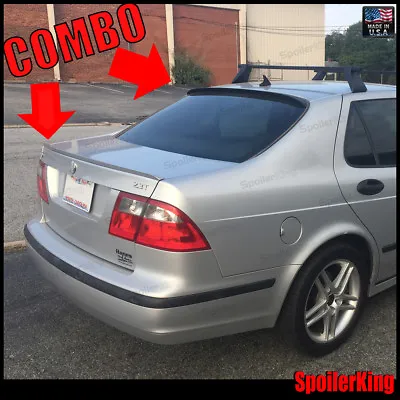 COMBO Spoilers Fits: Saab 9-5 1999-11 4dr Rear Roof Wing & Trunk Lip 284R/244L • $134.25