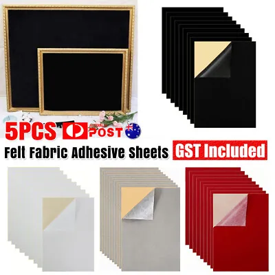 5/10x Felt Fabric Adhesive Sheets Multipurpose Velvet Sheet Sticky Glue Back • $7.26