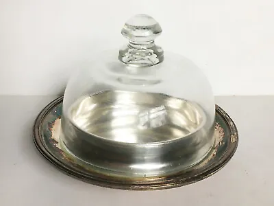 VTG Antique Cunard Line Steamship Silver Plate Round Butter Dish Elkington • $295