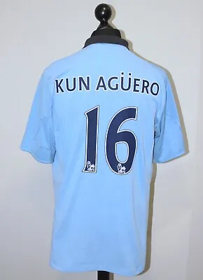 Manchester City England Home Football Shirt 12/13 #16 Kun Aguero Umbro Size 46 • $61.65