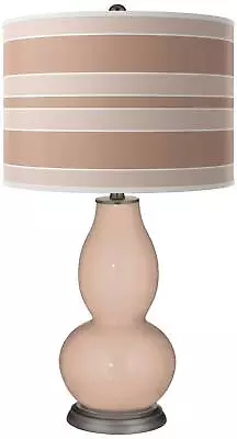 Italian Coral Bold Stripe Double Gourd Table Lamp • $169.99