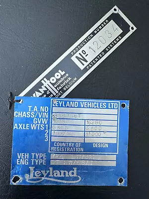Smith Of Wigan Van Hool Leyland Tiger C339DND Bus Coach Chassis Body Plate Badge • £28